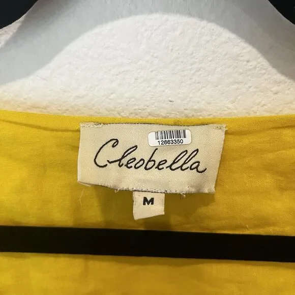 Cleobella Kaia Yellow Eyelet Cotton Mini Summer Dress Medium Boho Casual - Picture 4 of 10